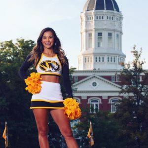 Photo of Micaela Kemerling in front of Jesse Hall