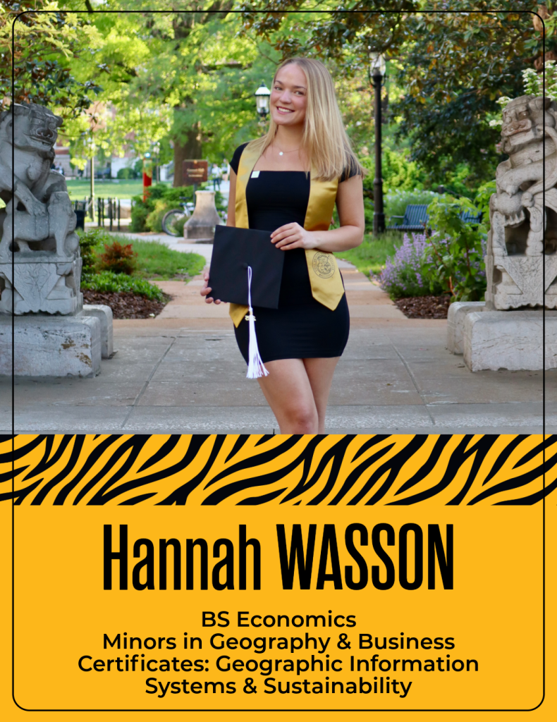 Hannah Wasson
BS Economics
Minors in Geography & Business
Certificates: Geographic Information Systems & Sustainability